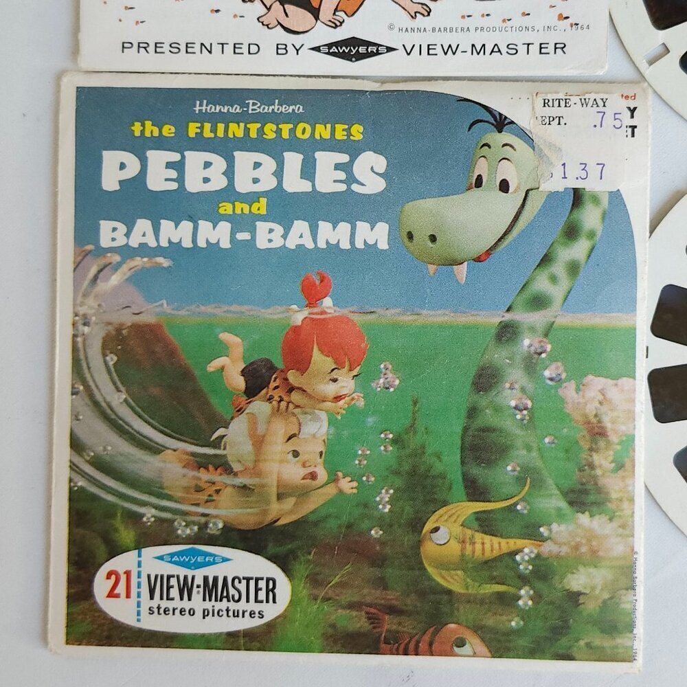 VINTAGE The Flintstones Pebbles and Bamm Bamm View Master Reels SAWYERS 1964